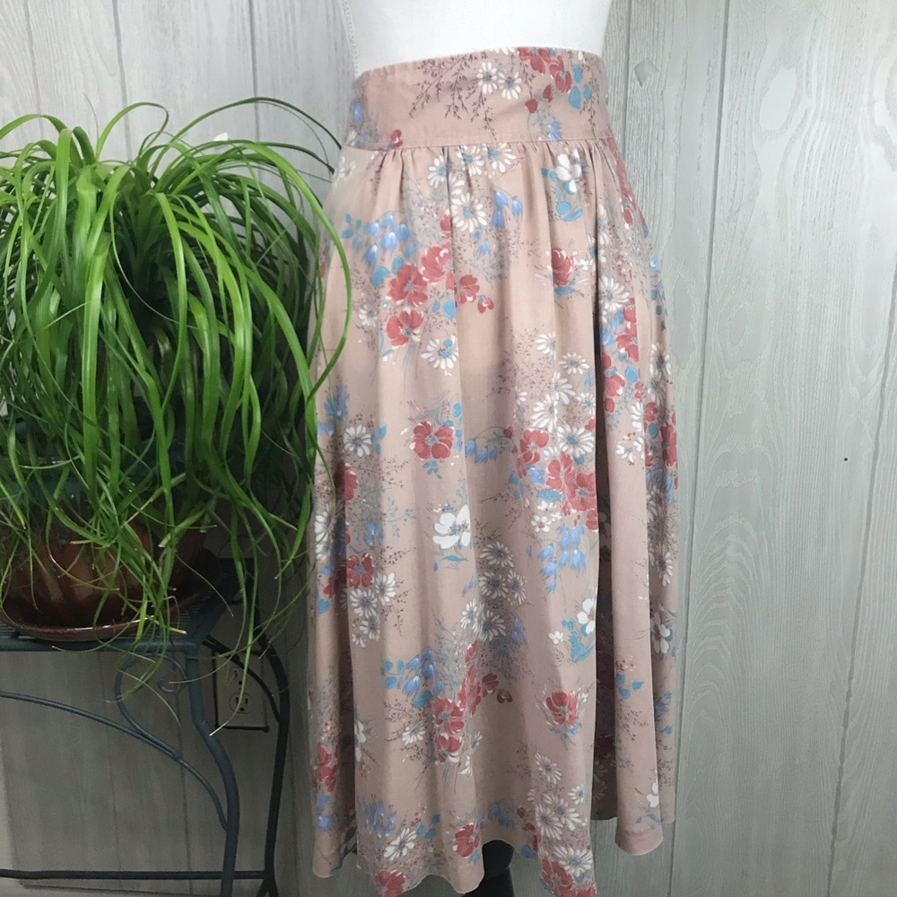 Vintage floral high waist A-line rear zip skirt